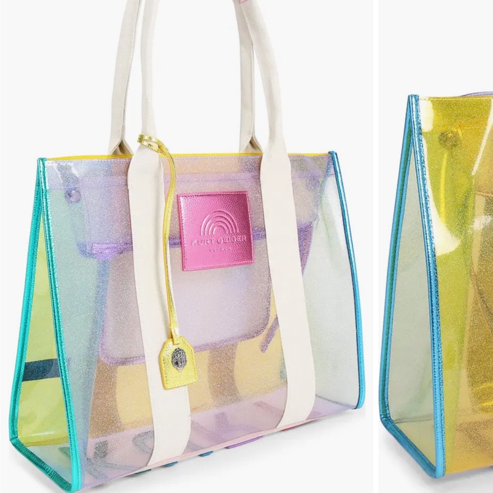 Kurt Geiger Blue and Pink Tote Bag with Transparent Design